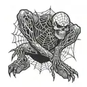 spider web with skull on knee ander tattoo design idea