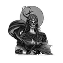 a woman demon with Ariel skull tattoo design idea