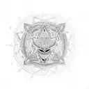 An intricate mandala design featuring gaming symbols like controllers and sharks intertwined tattoo design idea