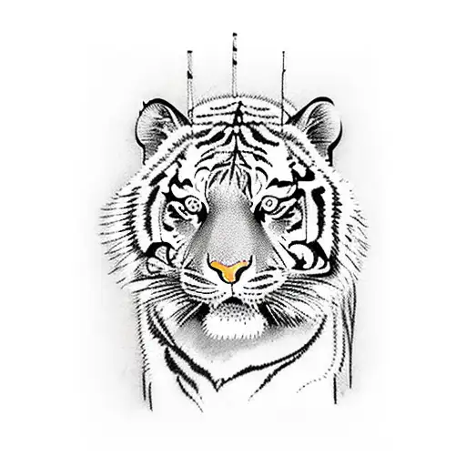 hunting tiger tattoo design idea