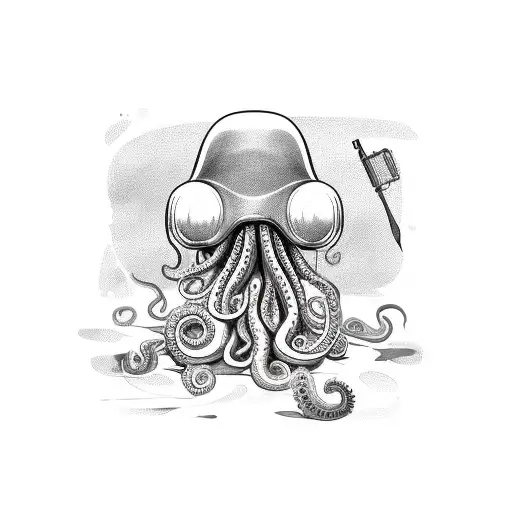 Military driver with octopus tentacles tattoo design idea