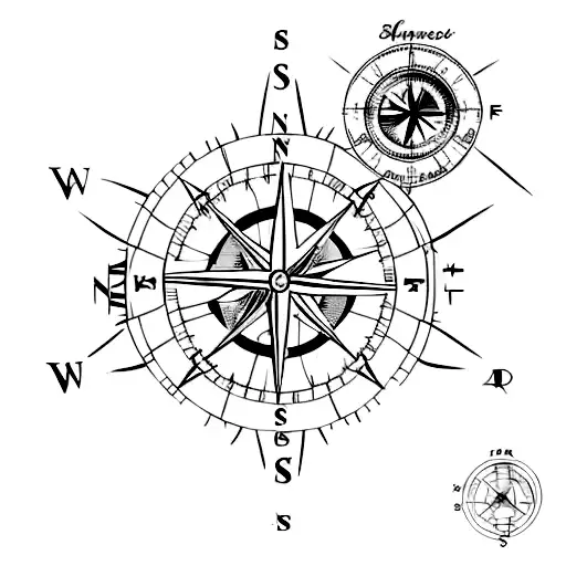 A compass with my house coordinates. Beachy and celestial. Meaning is that I will always find my way home and be grounde tattoo design idea