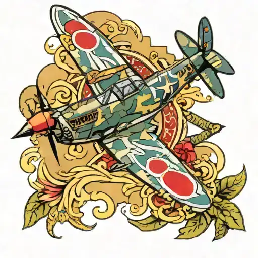 ww2 spitfire plane soldiers medieval knights tattoo design idea