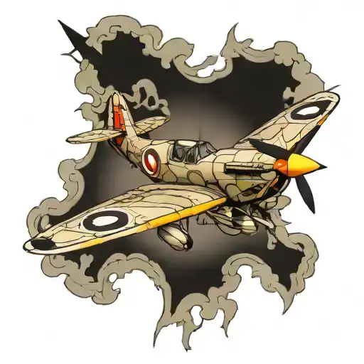 ww2 spitfire plane and medieval knights tattoo design idea