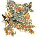 ww2 spitfire plane soldiers medieval knights tattoo design idea