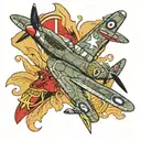ww2 spitfire plane soldiers medieval knights tattoo design idea