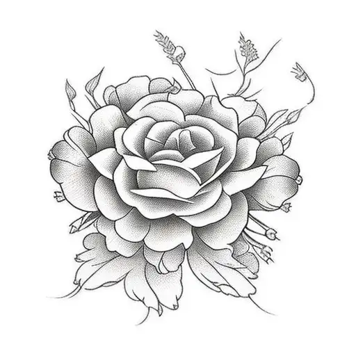 **Ramo de Flores:** Un ramo de flores delicadas con el nombre "Nelly" entre los pétalos o entrelazado en las ramas.  3.  tattoo design idea