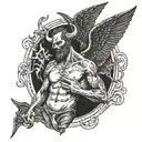lucifer eating sinners heaven tattoo design idea