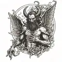 lucifer eating sinners heaven tattoo design idea