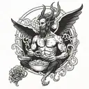 lucifer eating sinners heaven tattoo design idea