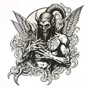 lucifer eating sinners heaven tattoo design idea