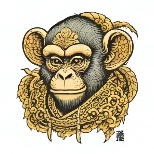 monkey samuri wearing straw jingasa tattoo design idea