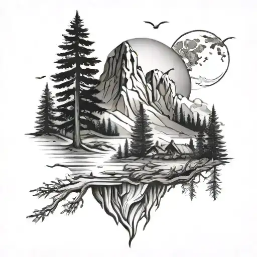 wilderness tattoo design idea
