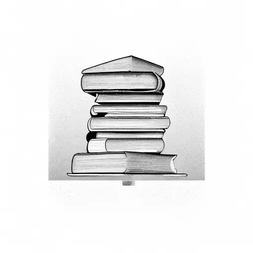 A stack of books with a poetic quote intertwined in the pages tattoo design idea