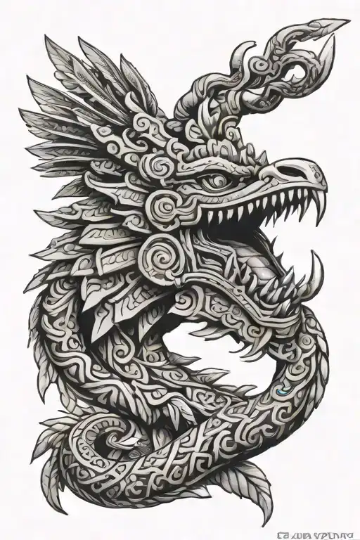aztec god quetzalcoatl tattoo design idea