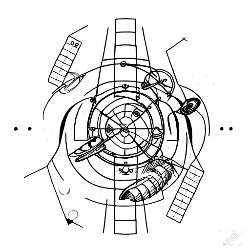 outer space, mathematics, graphs, Physics, Blackhole, gear, turbo tattoo design idea