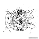 outer space, Mountain, mathematics, graphs, thinker, bohemian tattoo design idea