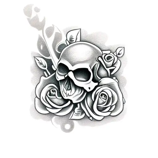 skull rose watch chess piece wolf tattoo design idea