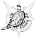 A shellback turtle with a anchor ingraved in its shell with a swallow either side tattoo design idea