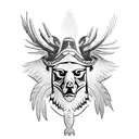 totem pole with eagle,elk and cougar tattoo design idea