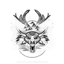 totem pole with eagle,elk and cougar tattoo design idea