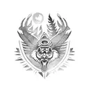 totem pole with eagle,elk and cougar tattoo design idea