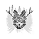 totem pole with eagle,elk and cougar tattoo design idea