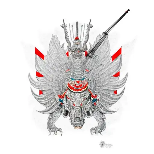 Polish Hussar engaged in battle with a large dragon tattoo design idea