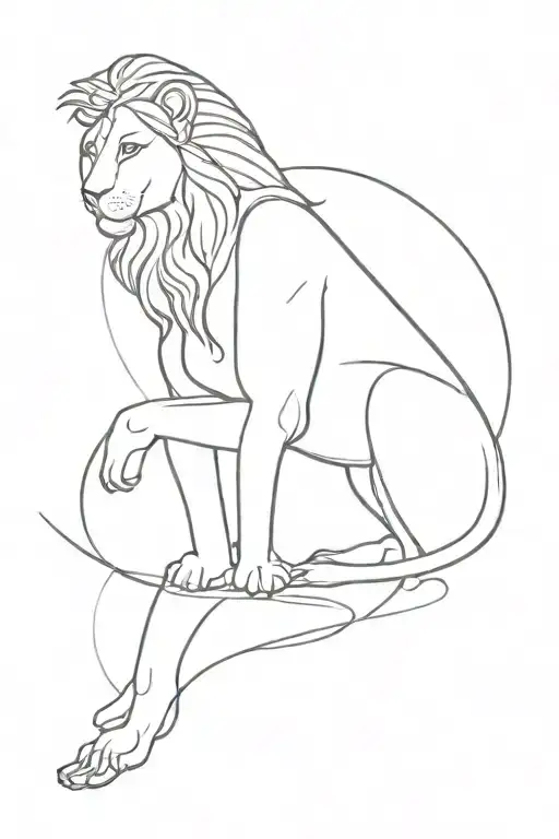 venus in lion design as a statue  in fine line tattoo design idea