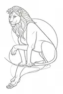 venus in lion design as a statue  in fine line tattoo design idea