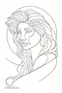 venus in lion design as a statue  in fine line tattoo design idea