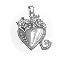 Heart locket with flowers initials JP tattoo design idea