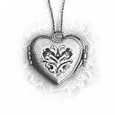 Heart locket with flowers initials JP tattoo design idea