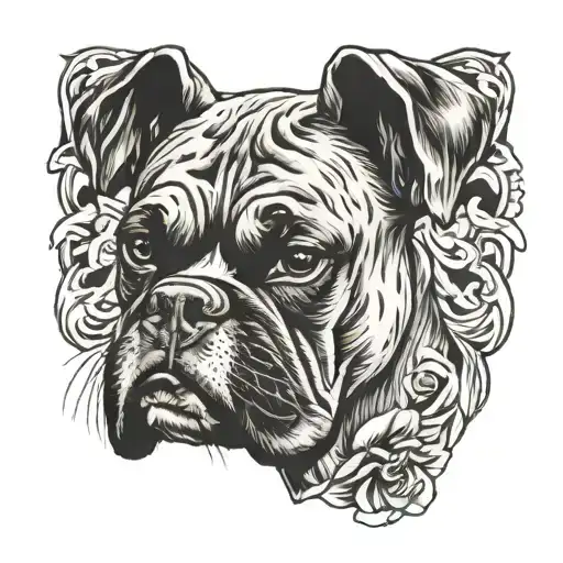 boxer dog tattoo design idea