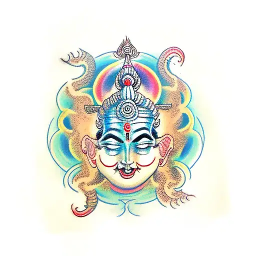 Brahma Vishnu Shiva three heads  tattoo design idea