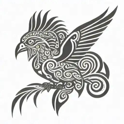 quetzal flying tattoo design idea