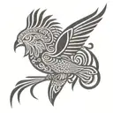 quetzal flying tattoo design idea
