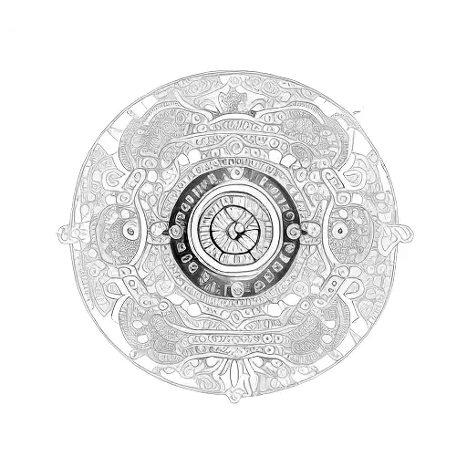 An intricate design incorporating various favorite objects, like keys, watches, and books, forming a floral pattern tattoo design idea