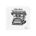 A vintage postage stamp featuring a unique object, like an old typewriter or a vintage camera tattoo design idea