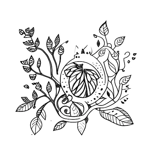 Enchanted forest with hidden berry treasures tattoo design idea