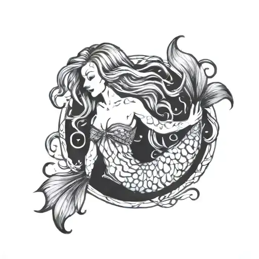 siren mermaid tattoo design idea