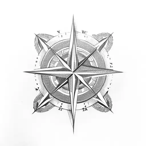 Compass with arrow tattoo design idea