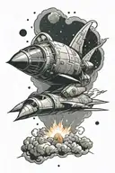 rocket ship with man riding  tattoo design idea