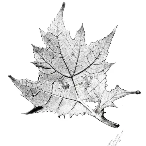  in black and white, 4 inches, two oak leafs  tattoo design idea