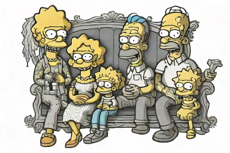 Simpsons family portrait tattoo design idea
