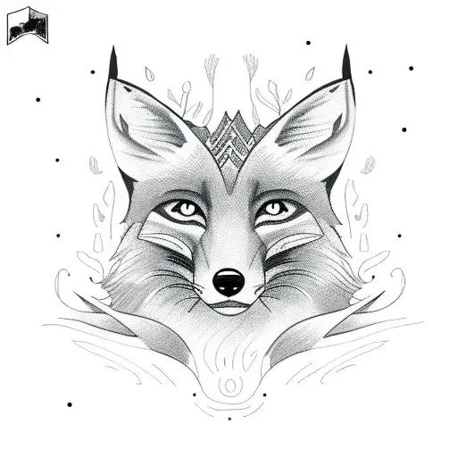 Draw tattoo,made of fox in the forest,above that man in the black cape pulling the strings that are attached to the tree tattoo design idea