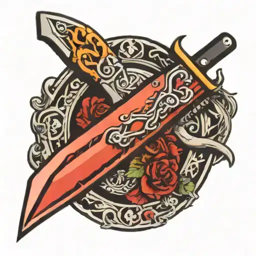 switchblade knife tattoo design idea