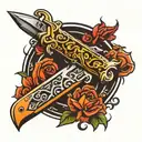switchblade knife tattoo design idea