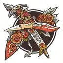 switchblade knife tattoo design idea