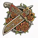 switchblade knife tattoo design idea